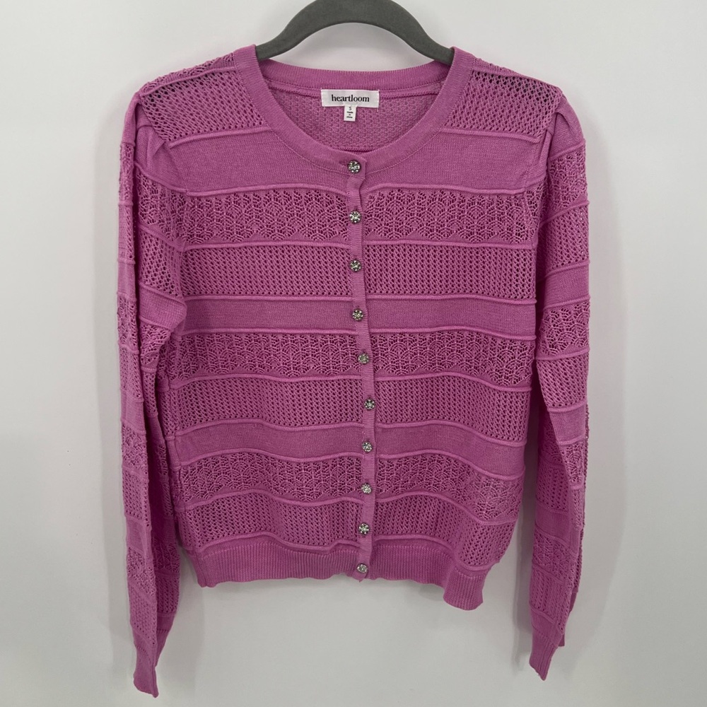 Heartloom open knit button front cardigan